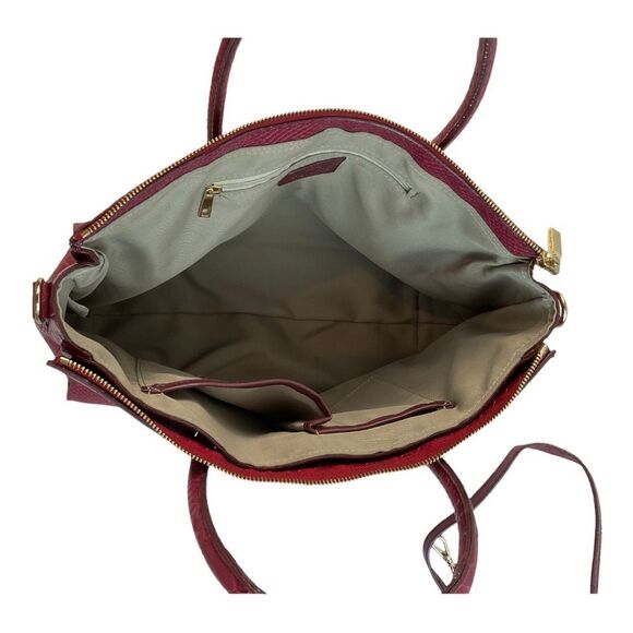 GUNAS NEW YORK Women's HERMIT Burgundy Vegan Leather Double handle Handbag. - Picture 11 of 13